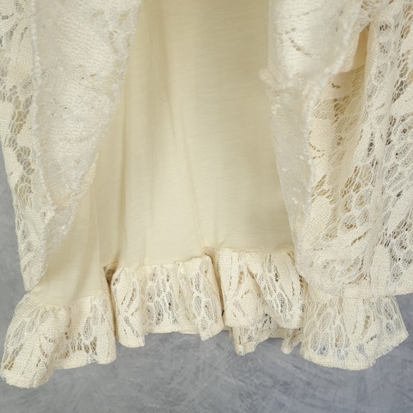 Free People Dress Womens 0 Lace Boho Peasant Long Sleeve Mini Ruffle - Picture 10 of 16